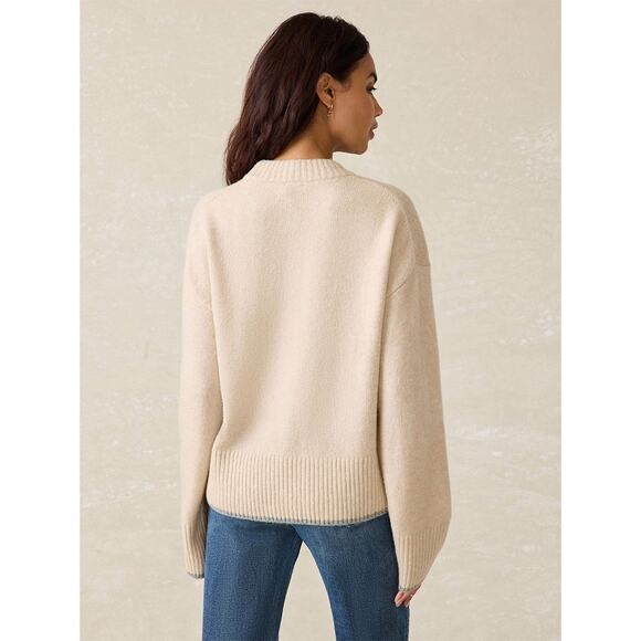 FAHERTY Snowdrift Wool Blend Sweater Oatmeal Large L - Picture 4 of 8